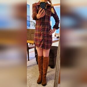 KAVU Flannel Plaid Shirt Dress size M Women's